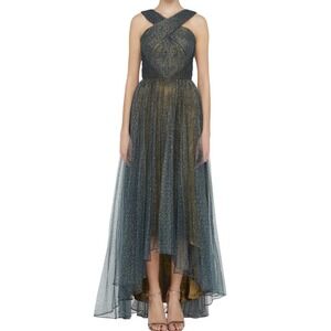 theia candace satin cocktail dress Theia Womens Candace Wrap Satin Cocktail Dress Sz 6 Blue Draped V-Neck NWT